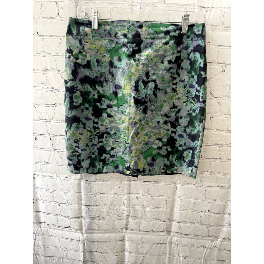 Cynthia Rowley Green Blue Abstract Floral Print Mini Skirt Size 4 Cotton Blend